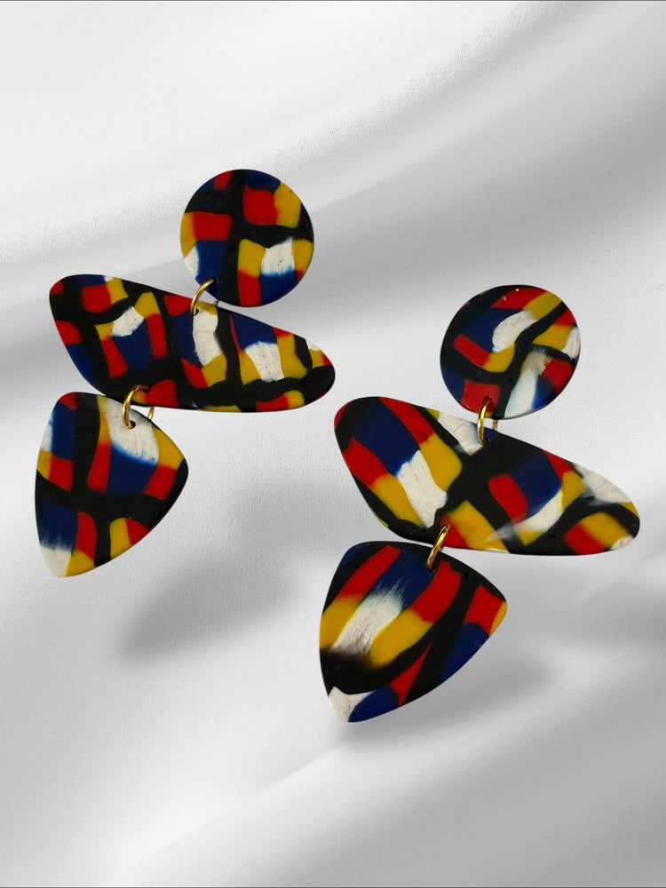 Art Deco Abstracts Earrings Love Hand and Heart 