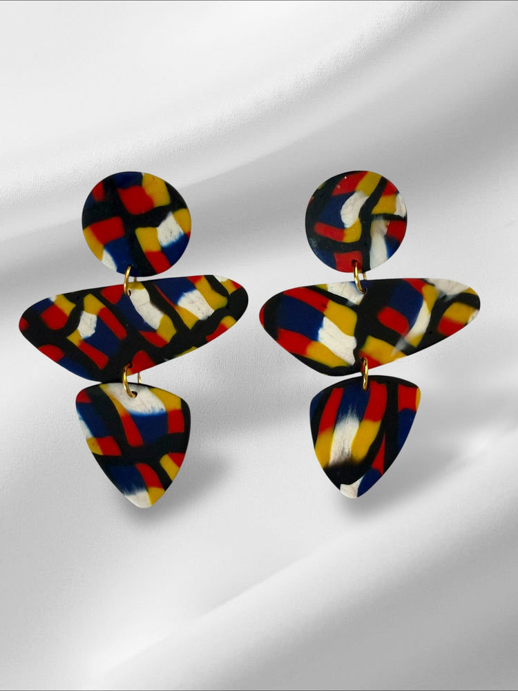 Art Deco Abstracts Earrings Love Hand and Heart 