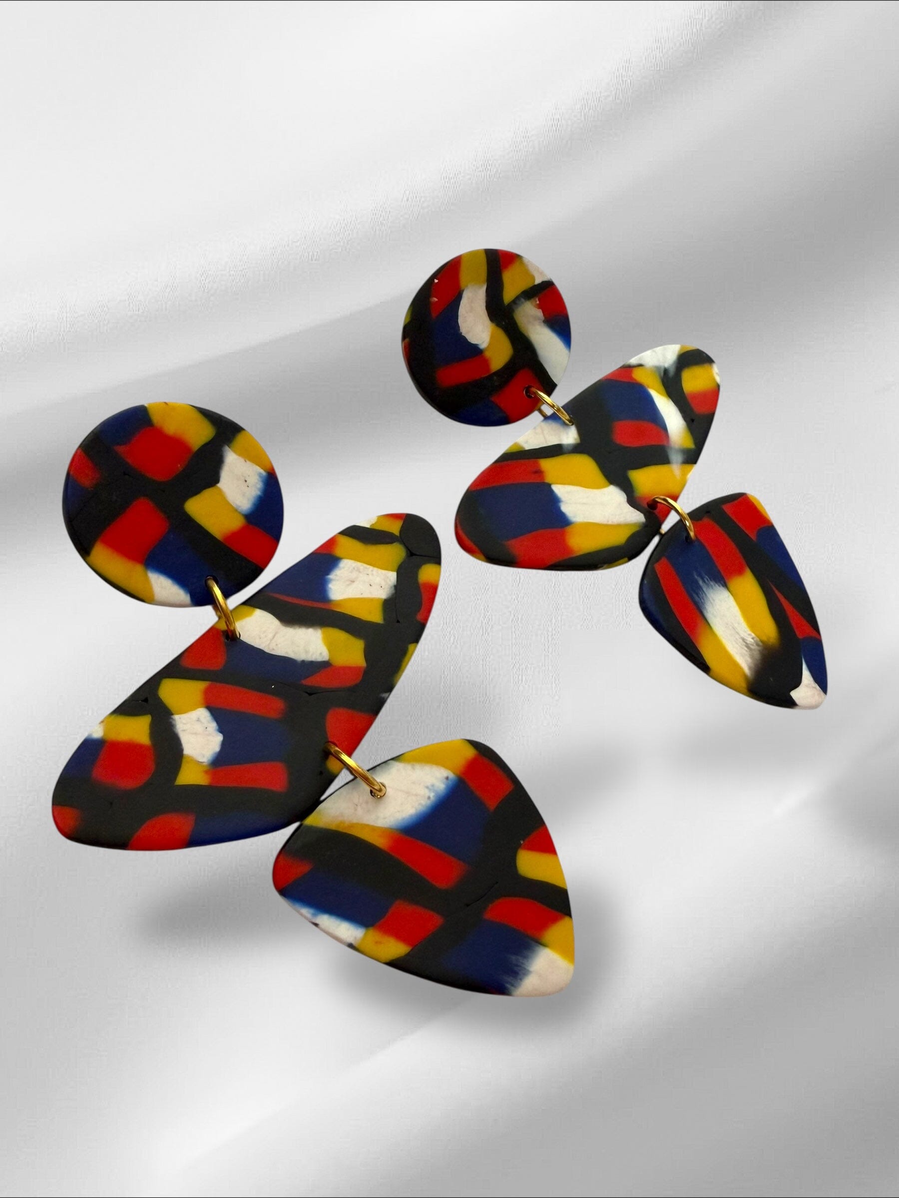 Art Deco Abstracts Earrings Love Hand and Heart 