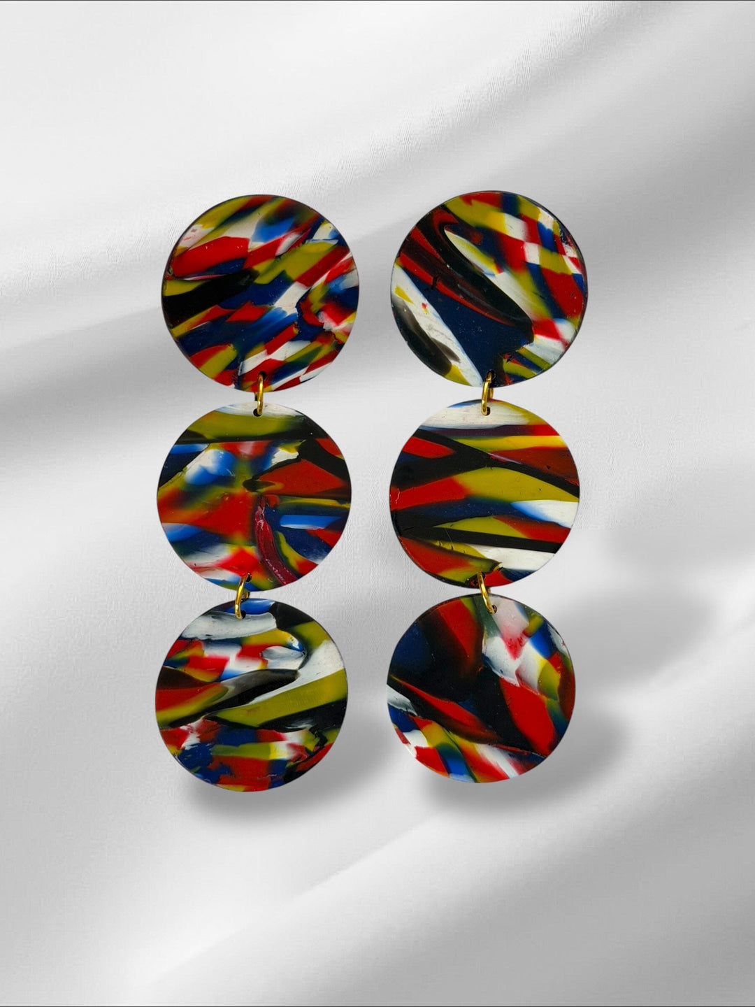 Art Deco Rounds Earrings Love Hand and Heart 