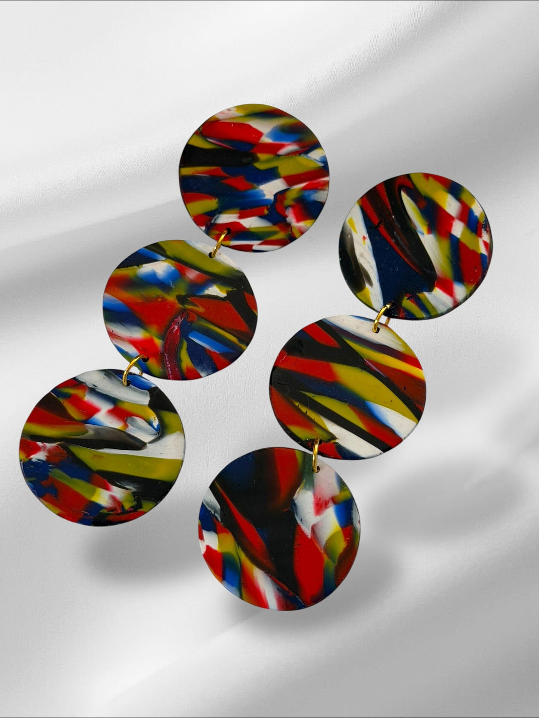 Art Deco Rounds Earrings Love Hand and Heart 