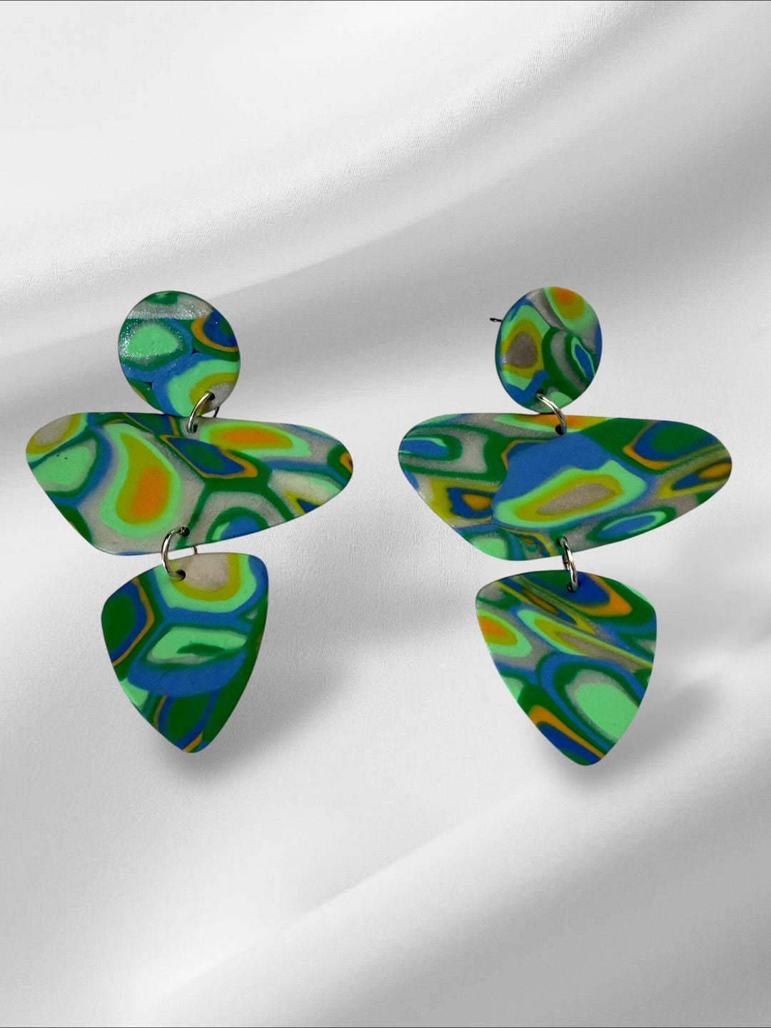 Aura Glow Abstracts in Mint Earrings Love Hand and Heart 