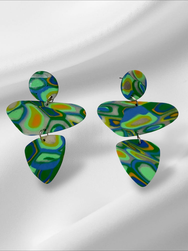 Aura Glow Abstracts in Mint Earrings Love Hand and Heart 