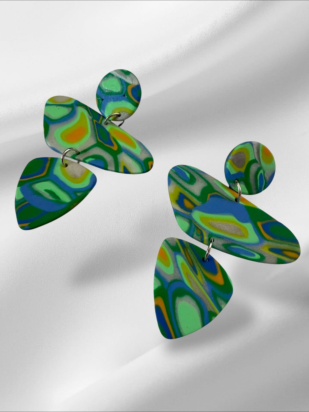 Aura Glow Abstracts in Mint Earrings Love Hand and Heart 