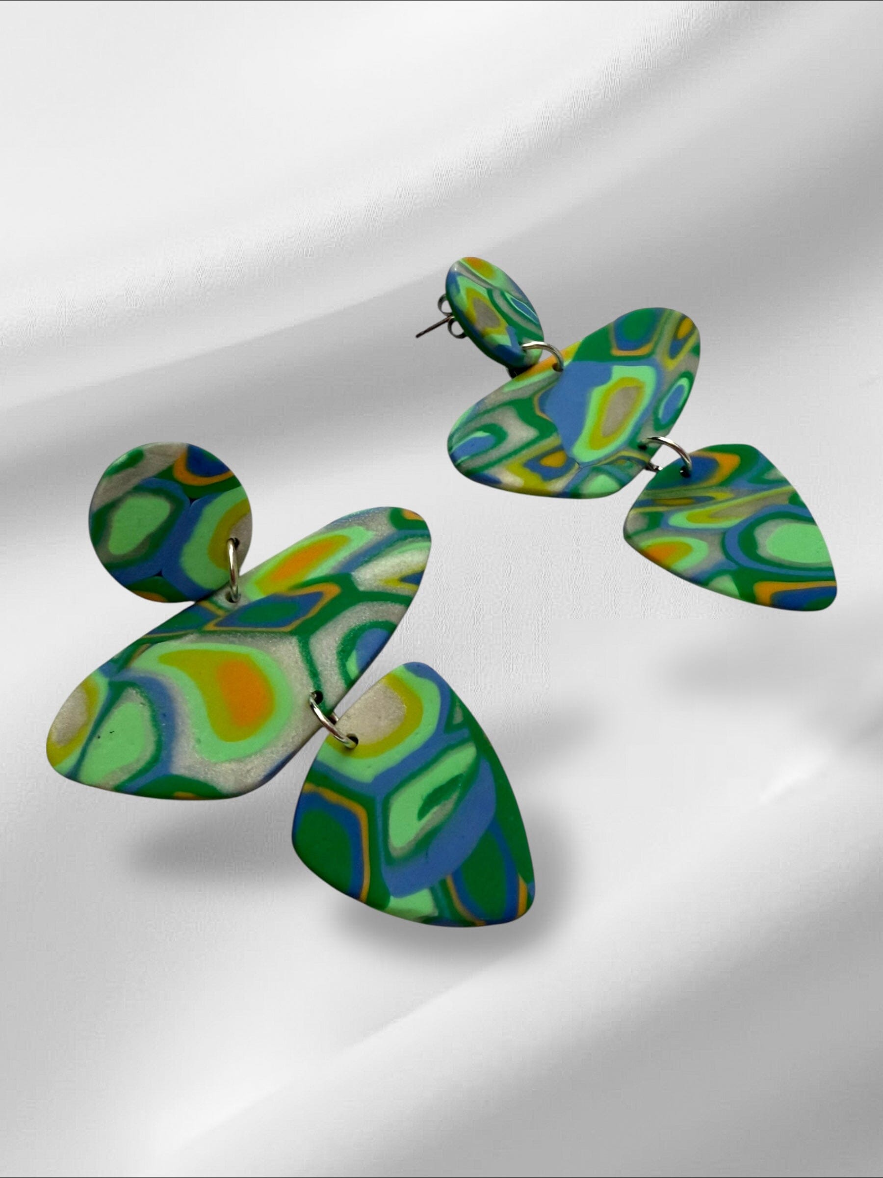 Aura Glow Abstracts in Mint Earrings Love Hand and Heart 