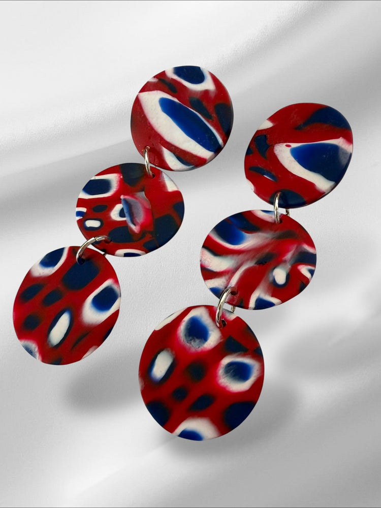 Aura Glow Droplets in Red Earrings Love Hand and Heart 