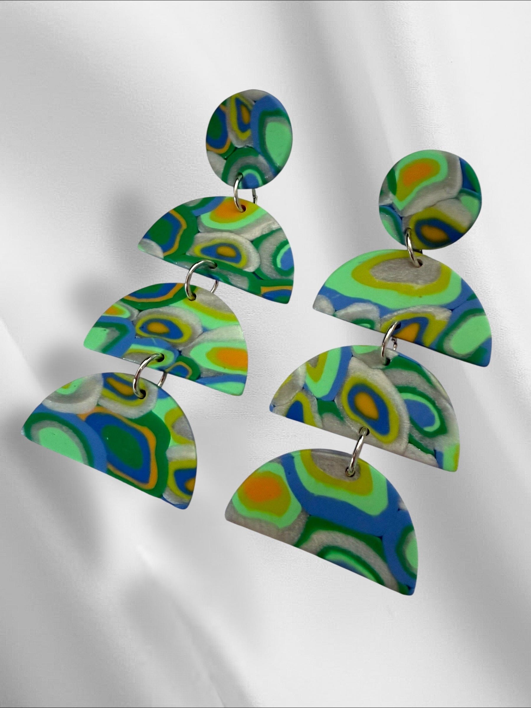 Aura Glow Half Moons in Mint Earrings Love Hand and Heart 