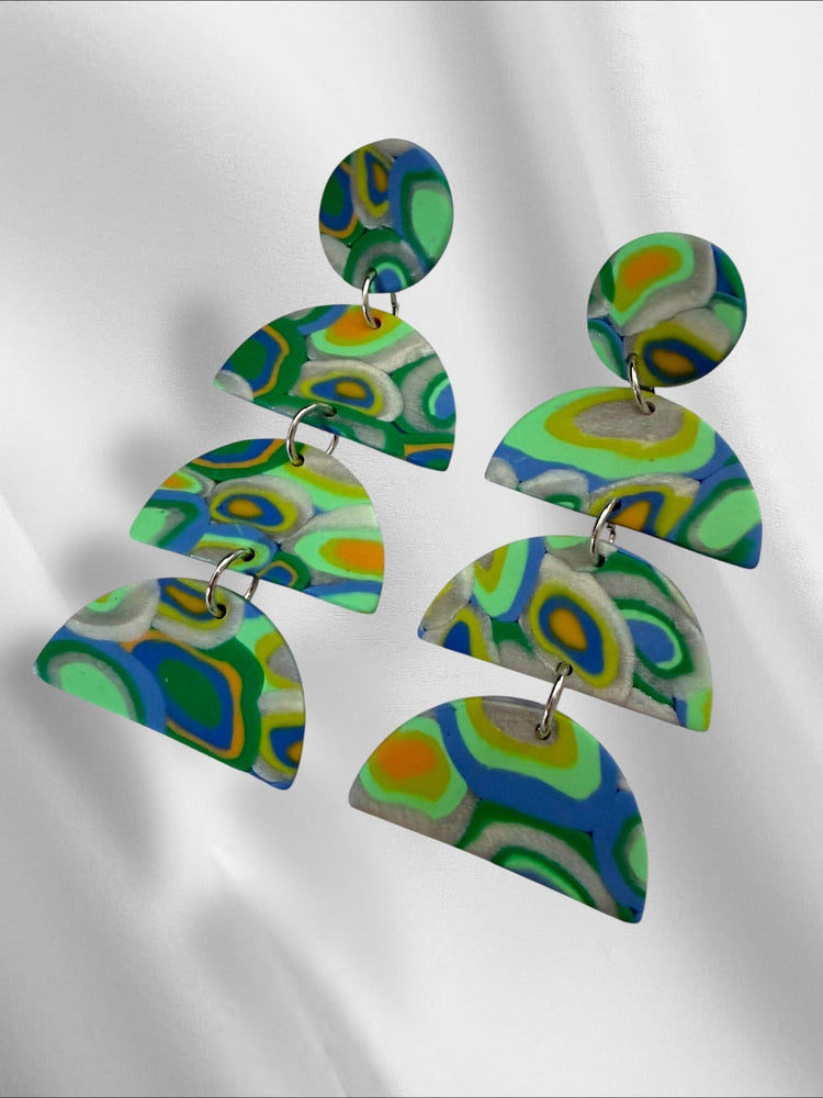 Aura Glow Half Moons in Mint Earrings Love Hand and Heart 