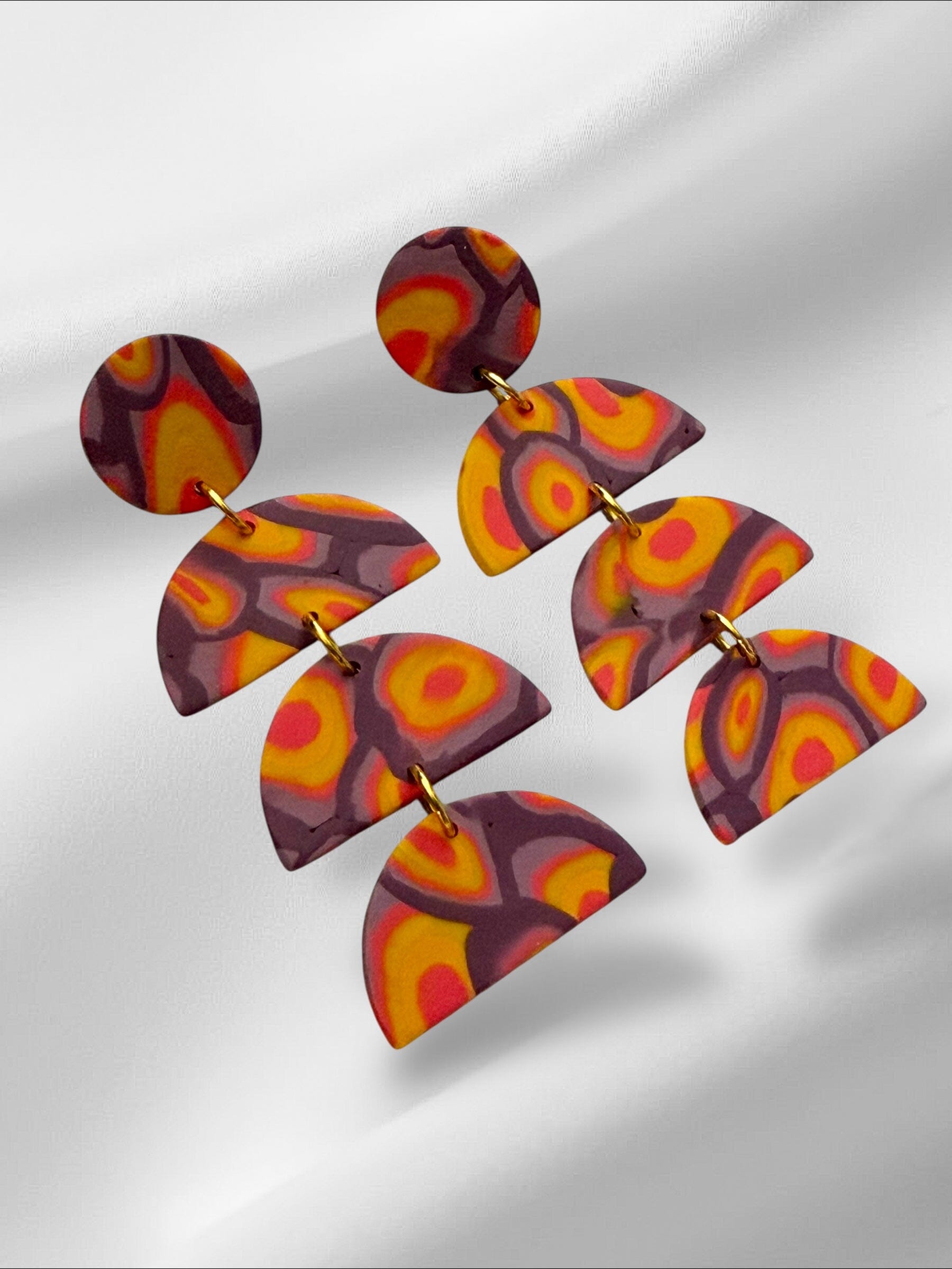 Aura Glow Half Moons in Purple Earrings Love Hand and Heart 