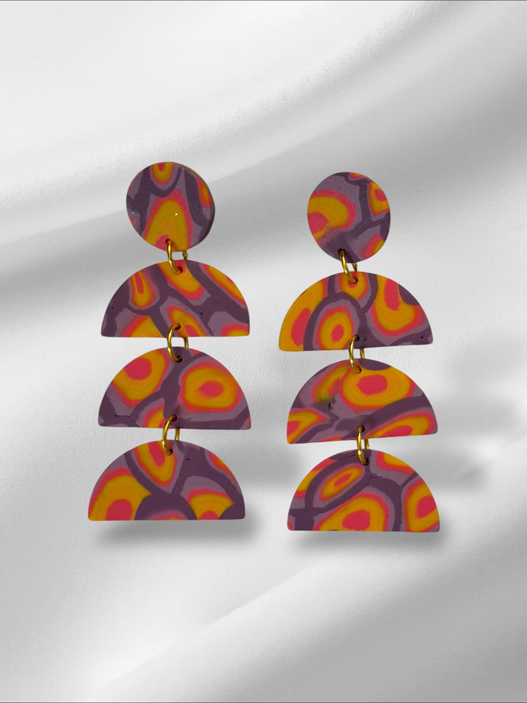 Aura Glow Half Moons in Purple Earrings Love Hand and Heart 