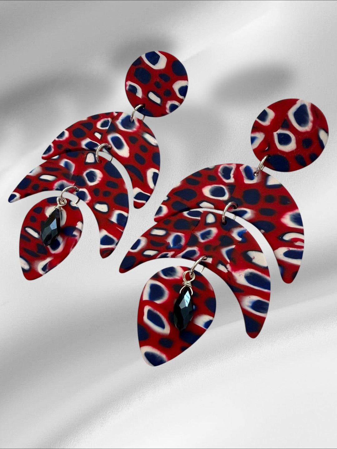 Aura Glow Mermaid Tails in Red Earrings Love Hand and Heart 
