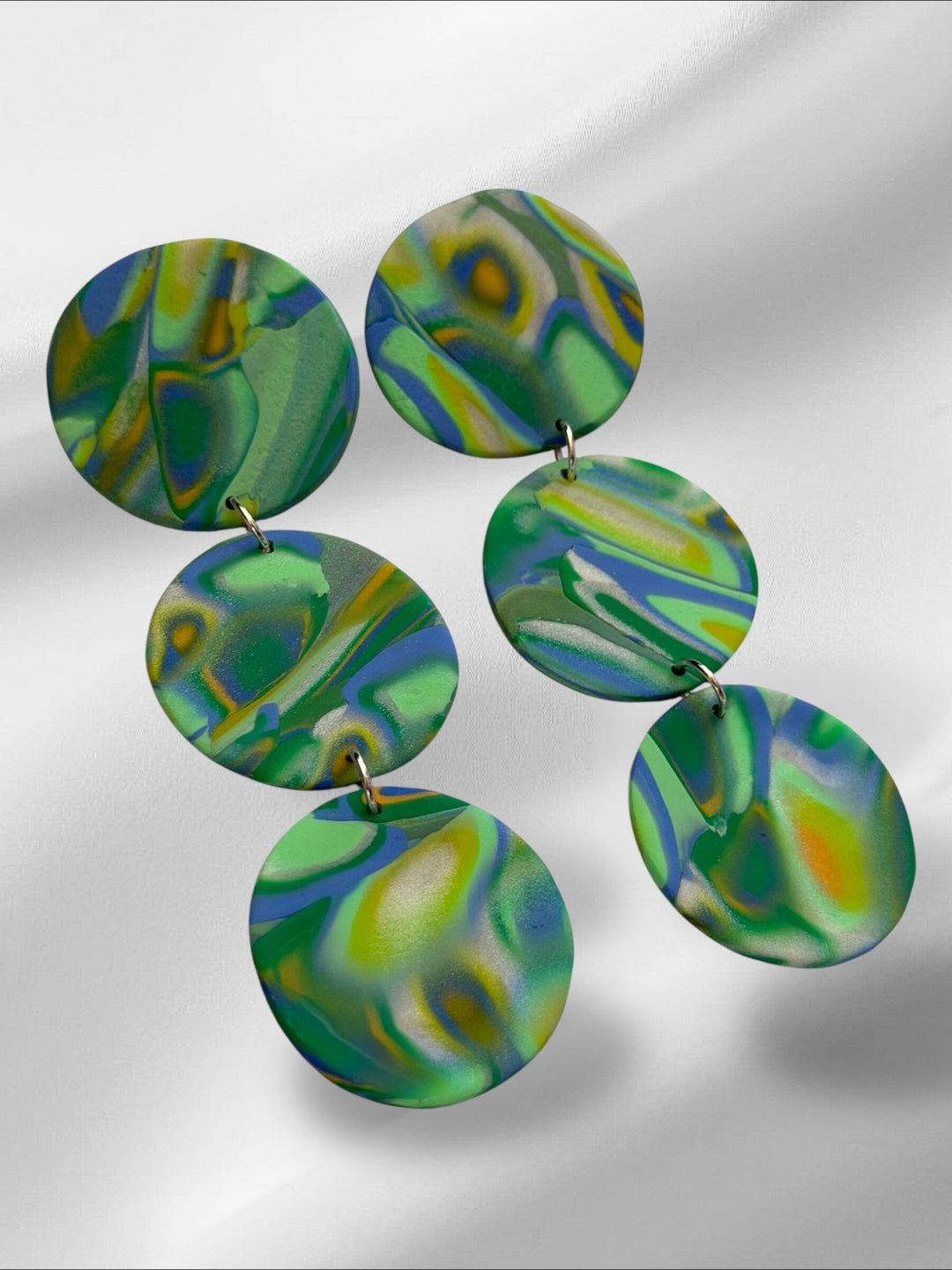 Aura Glow Rounds in Mint | Handmade Polymer Clay Earrings Earrings Love Hand and Heart 