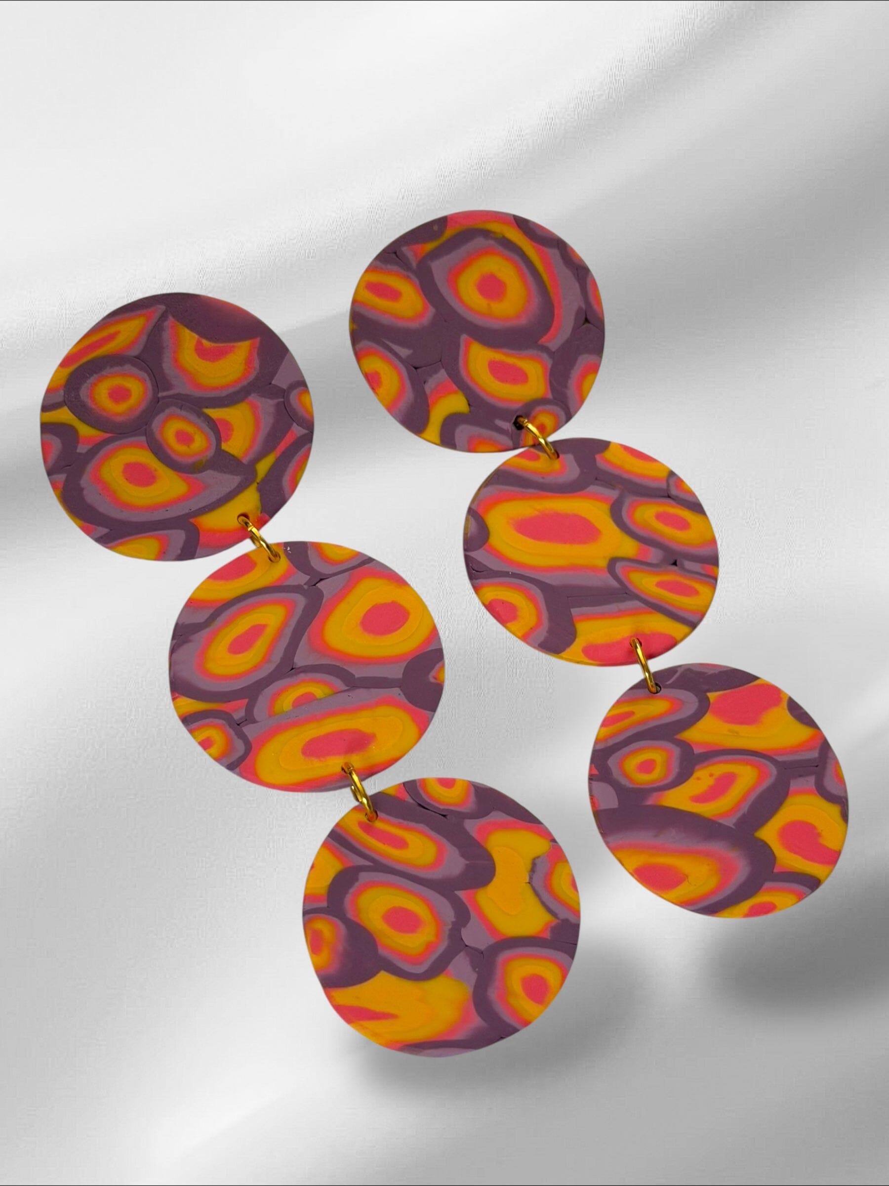 Aura Glow Rounds in Purple Earrings Love Hand and Heart 