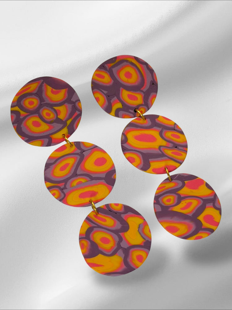 Aura Glow Rounds in Purple Earrings Love Hand and Heart 