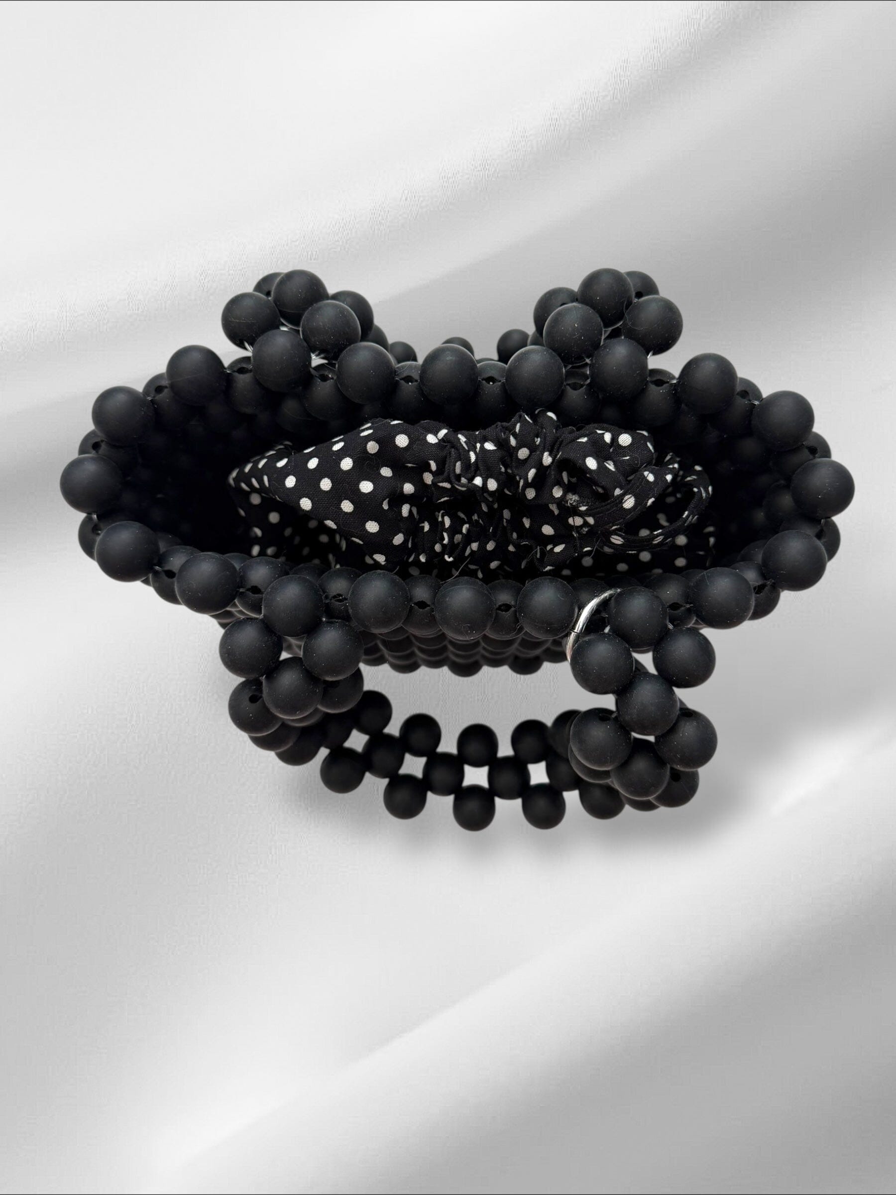 Black Silicone Bead Bag Purses Love Hand and Heart 