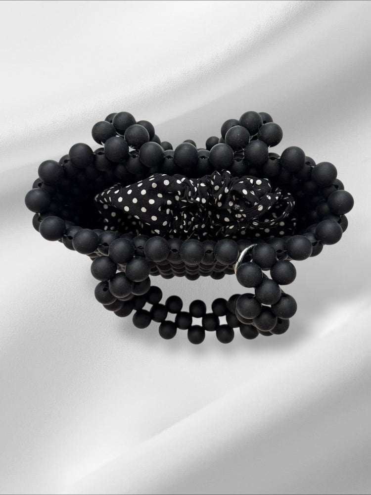 Black Silicone Bead Bag Purses Love Hand and Heart 