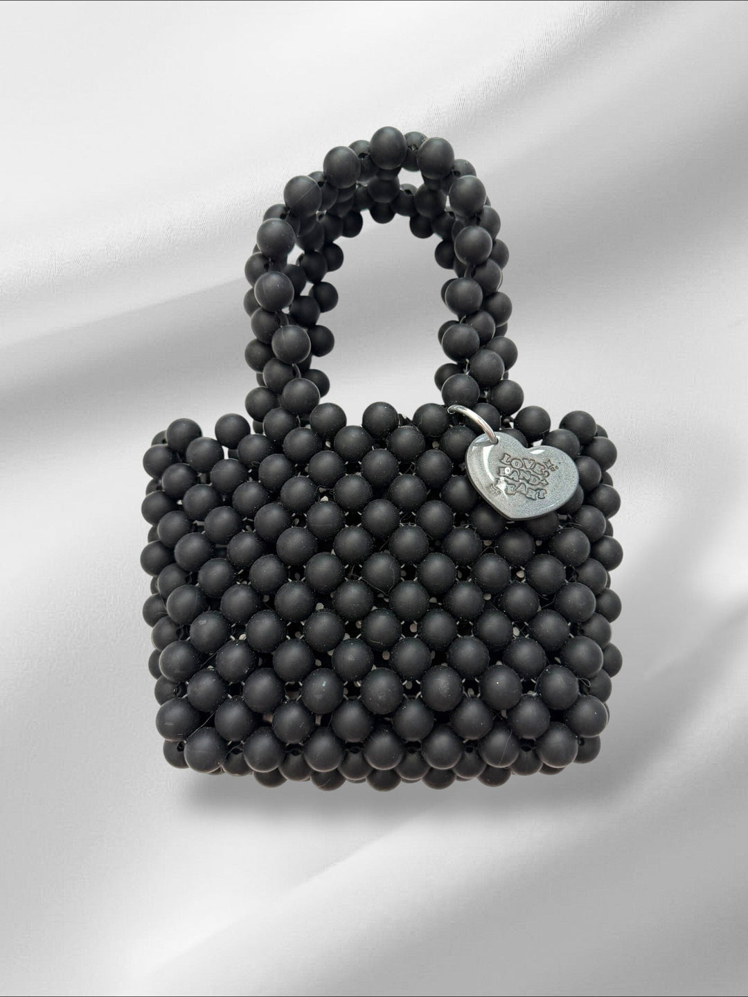 Black Silicone Bead Bag Purses Love Hand and Heart 