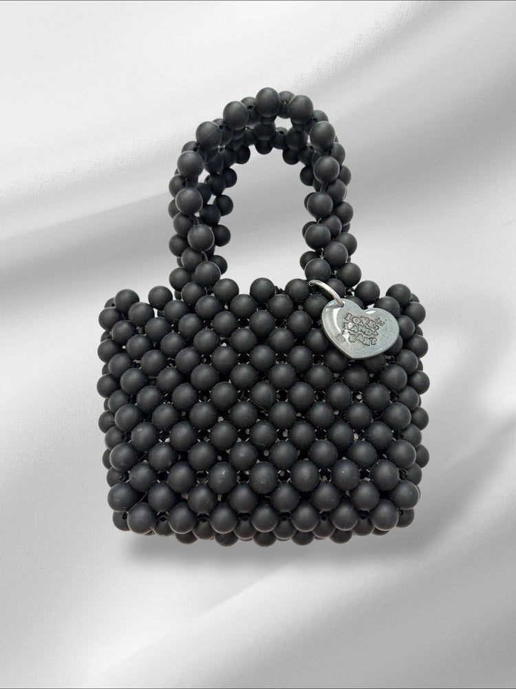 Black Silicone Bead Bag Purses Love Hand and Heart 