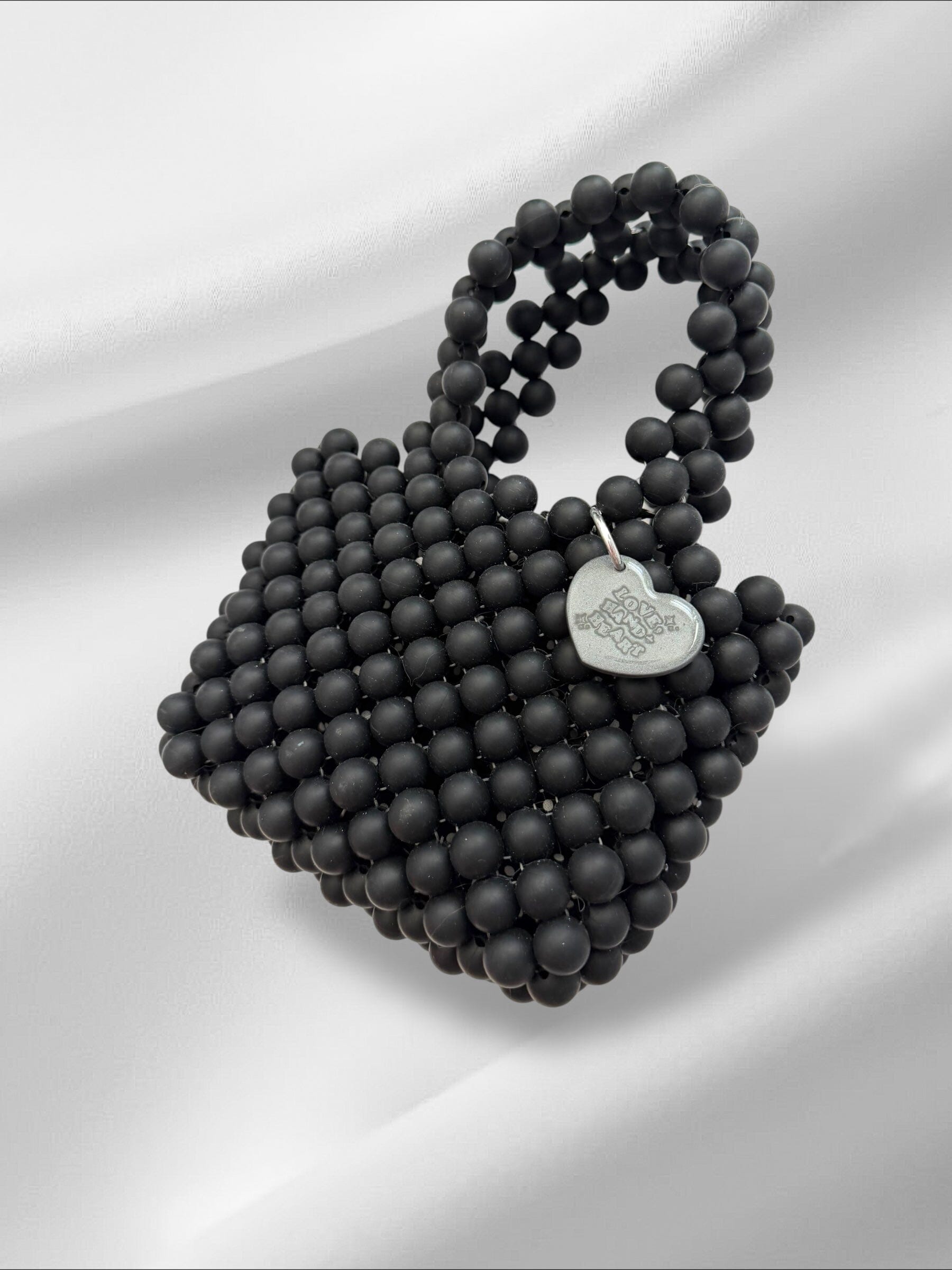 Black Silicone Bead Bag Purses Love Hand and Heart 