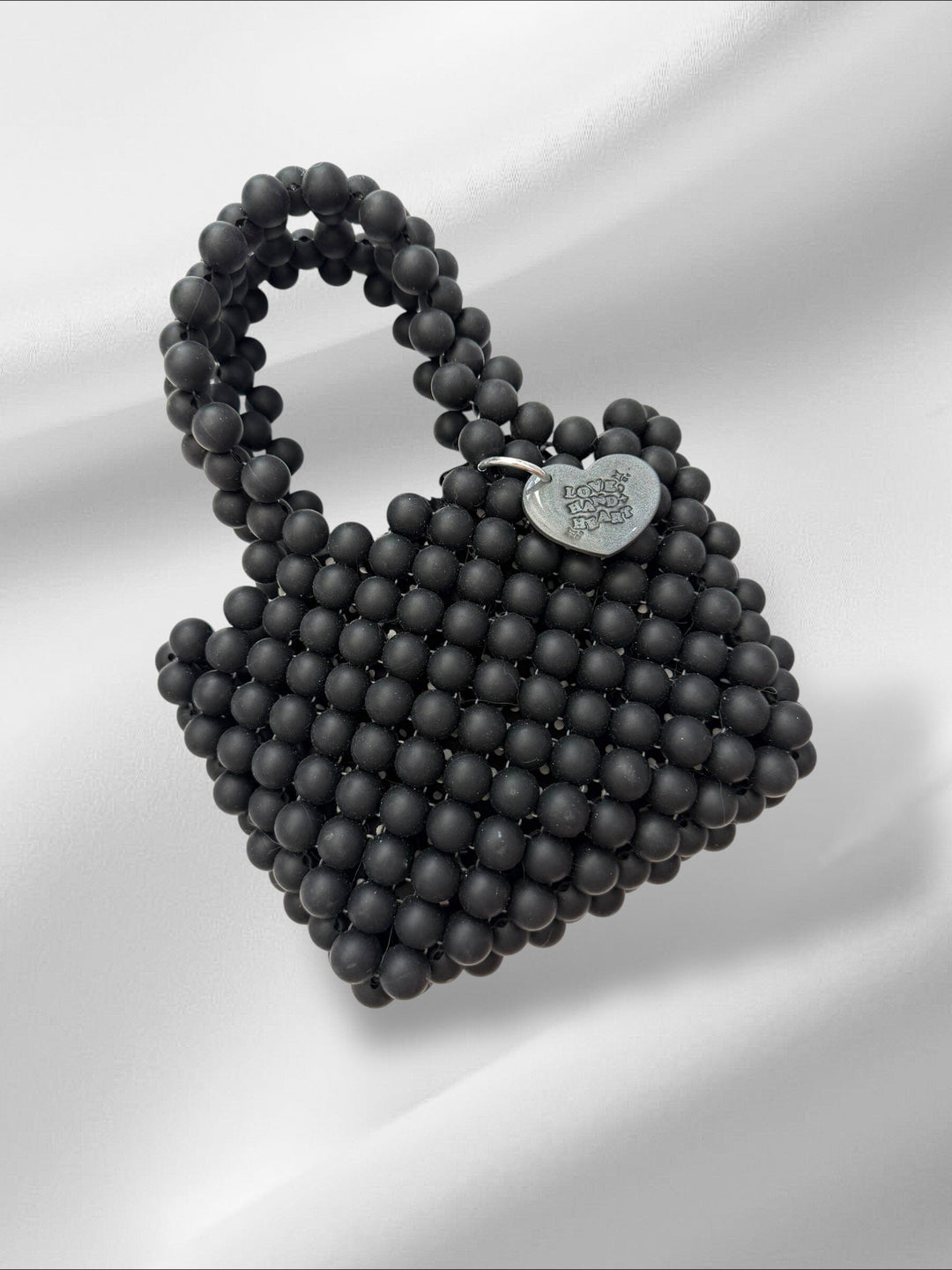 Black Silicone Bead Bag Purses Love Hand and Heart 