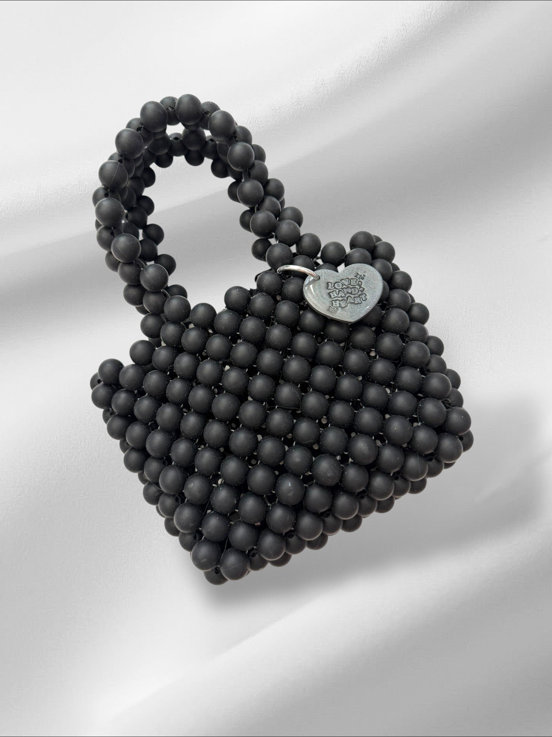 Black Silicone Bead Bag Purses Love Hand and Heart 