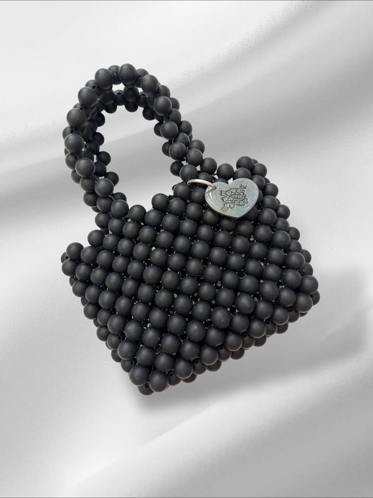Black Silicone Bead Bag Purses Love Hand and Heart 