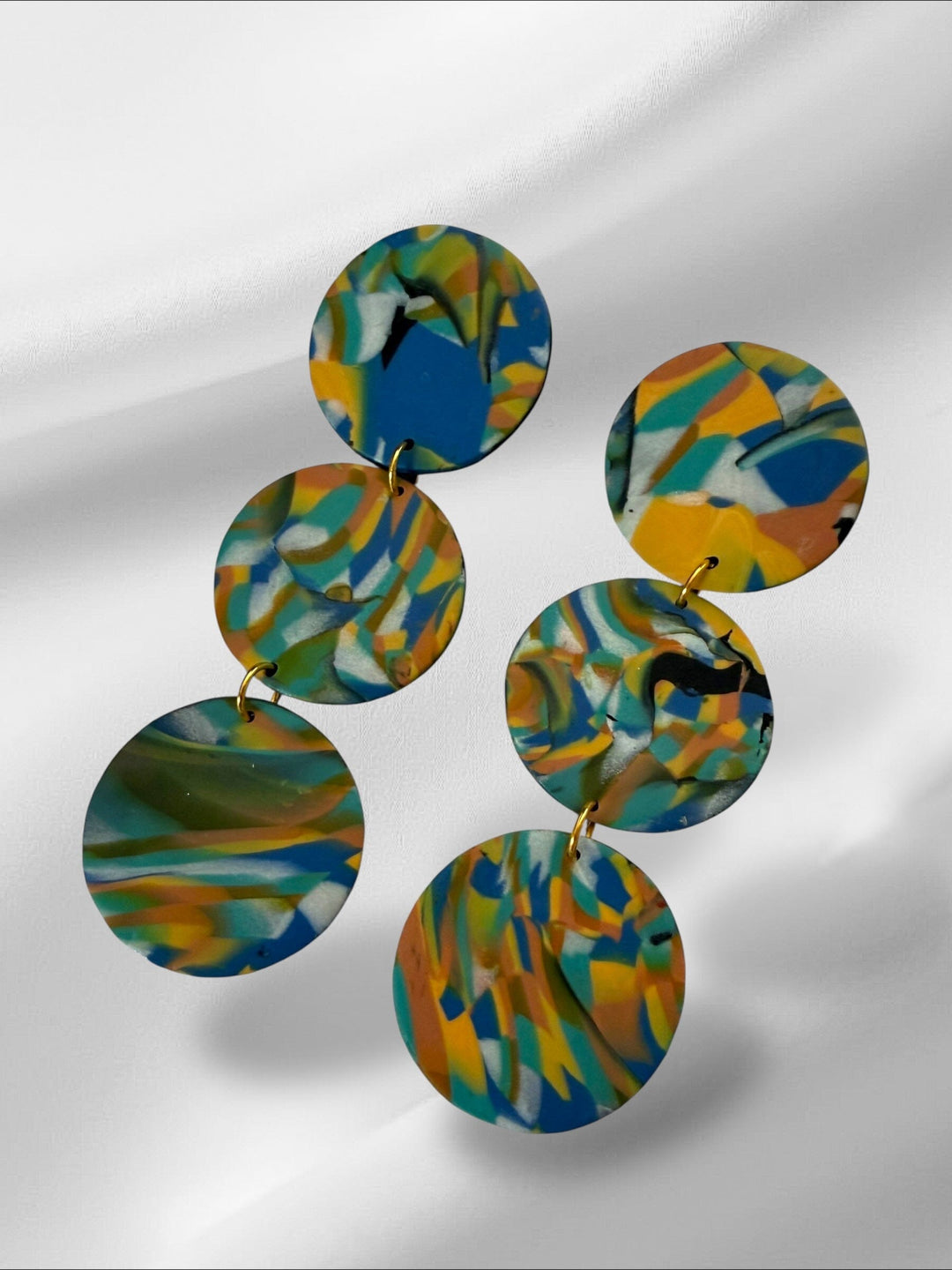 Blurry Rounds in Orange Earrings Love Hand and Heart 