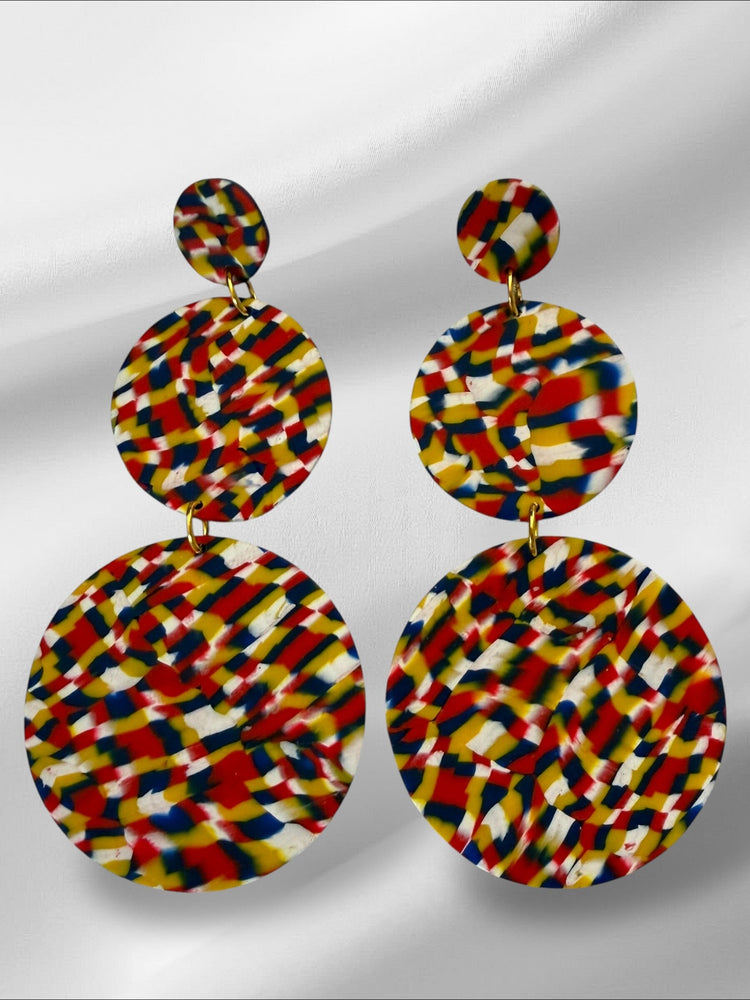 Blurry Signatures in Red Earrings Love Hand and Heart 