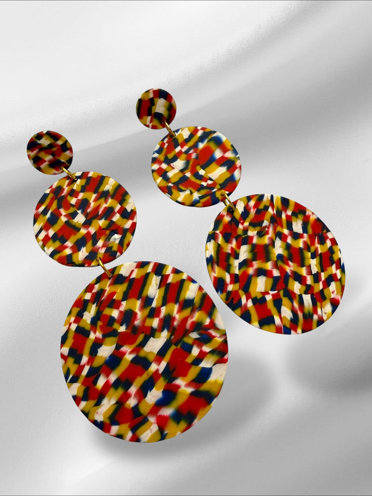 Blurry Signatures in Red Earrings Love Hand and Heart 