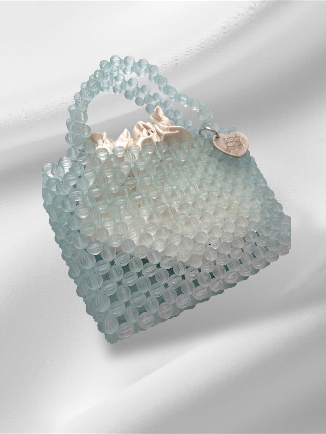 Clear Deco Bead Bag Purses Love Hand and Heart 