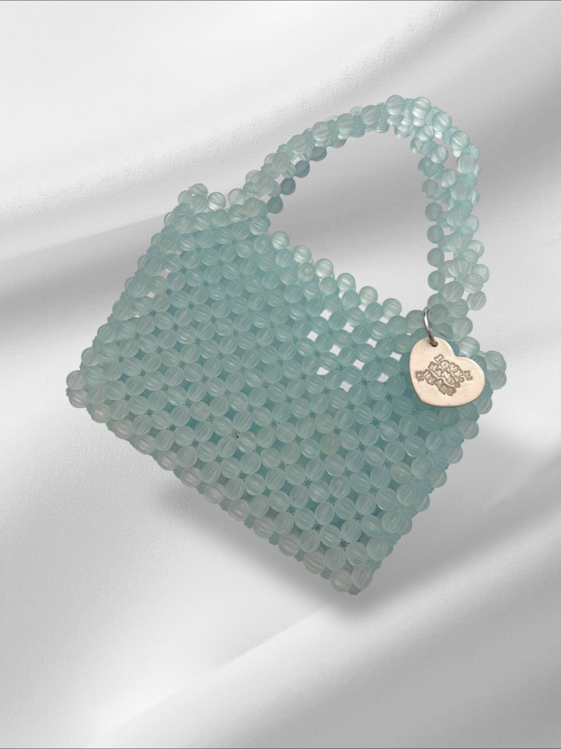 Clear Deco Bead Bag Purses Love Hand and Heart 