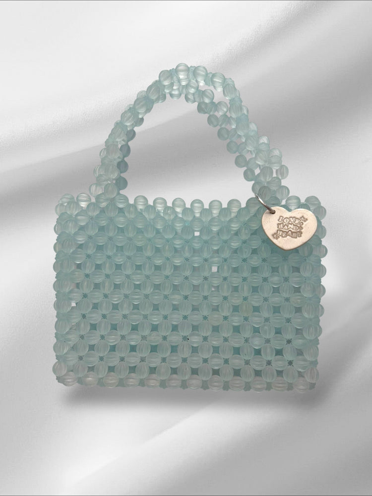 Clear Deco Bead Bag Purses Love Hand and Heart 