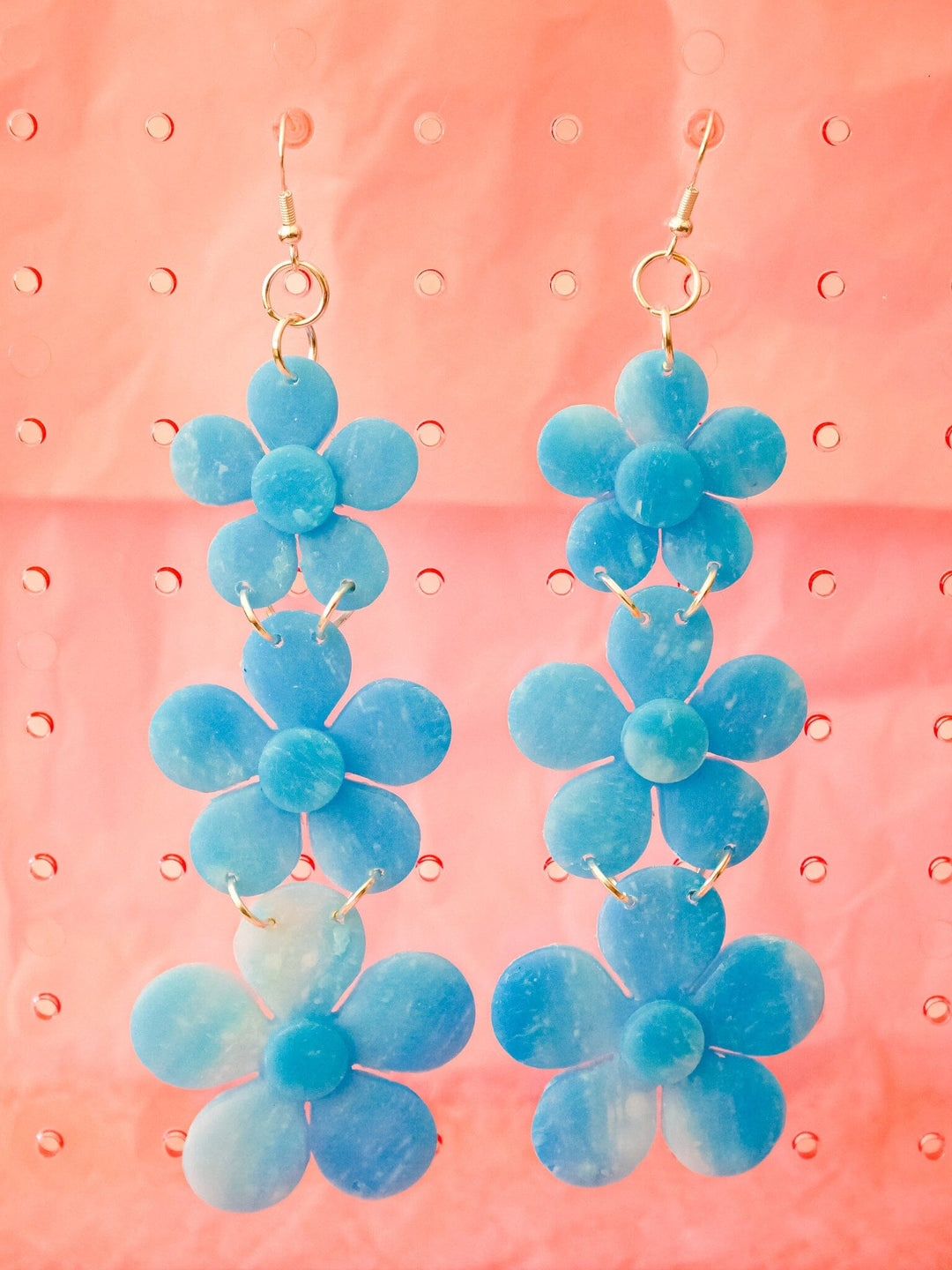 Cloud Flower Power Dangle Earrings Love Hand and Heart 