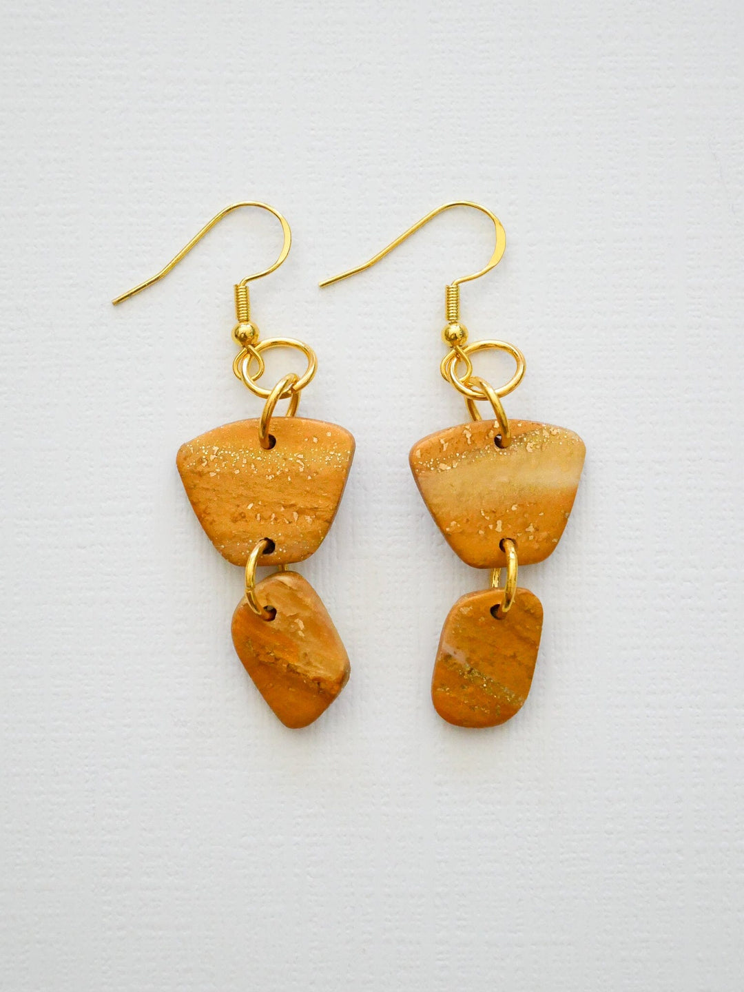 Gold Minis Dangle Earrings Love Hand and Heart 