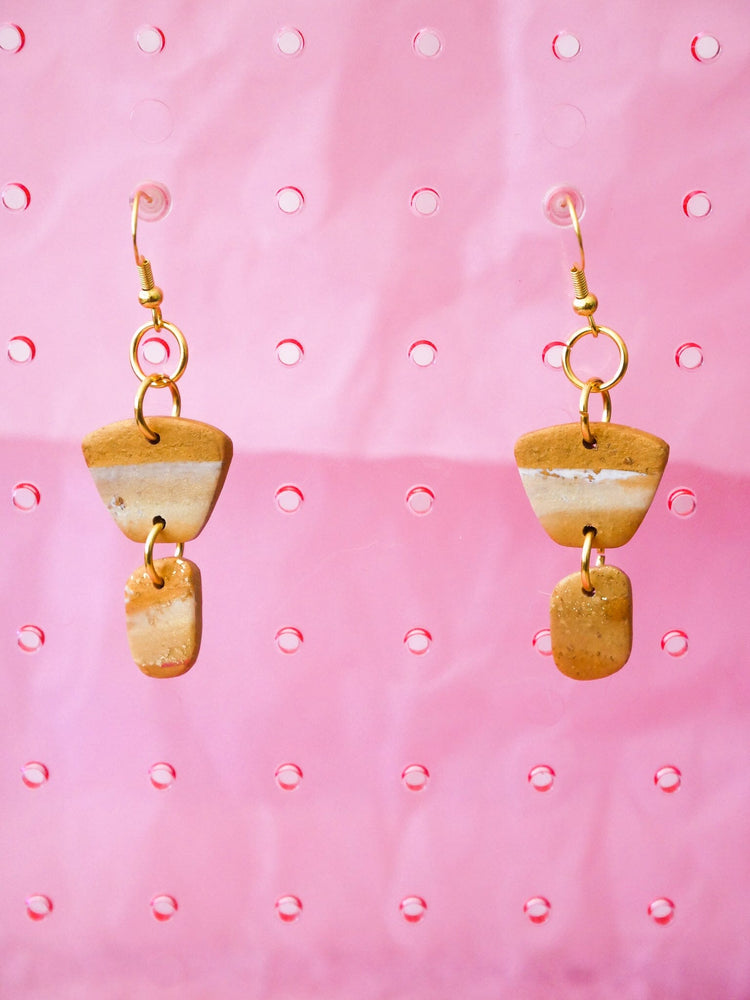 Gold Minis Dangle Earrings Love Hand and Heart 