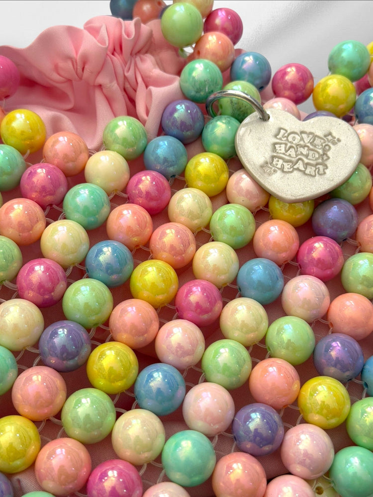Hand-Beaded Pastel Bubblegum Bag Purses Love Hand and Heart 