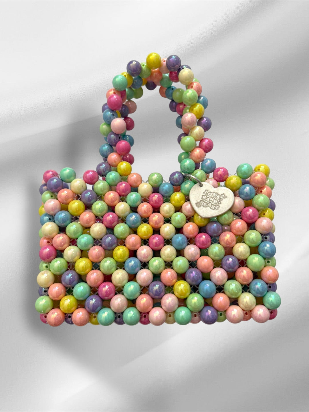 Hand-Beaded Pastel Bubblegum Bag Purses Love Hand and Heart 