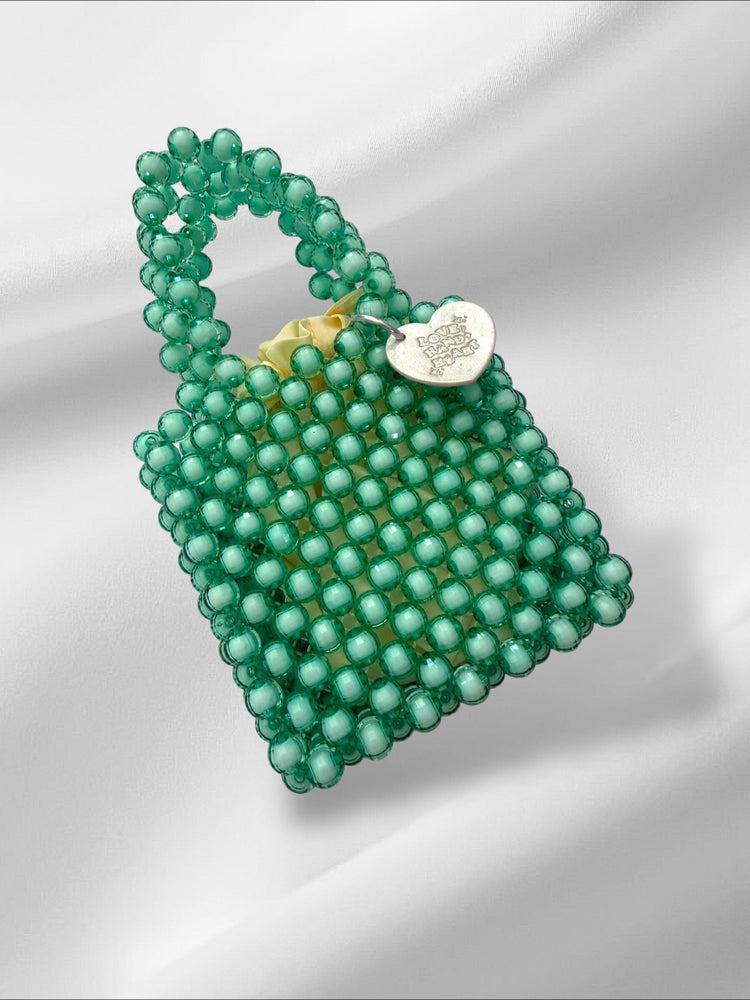 Handy Teal Bejeweled Bag Purses Love Hand and Heart 