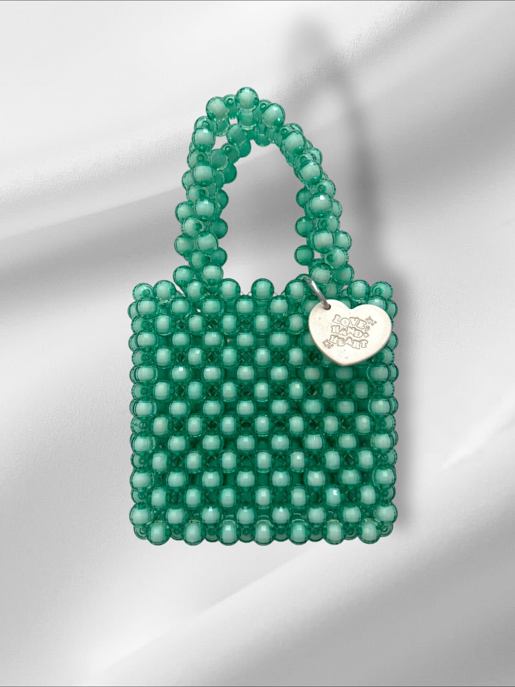 Handy Teal Bejeweled Bag Purses Love Hand and Heart 