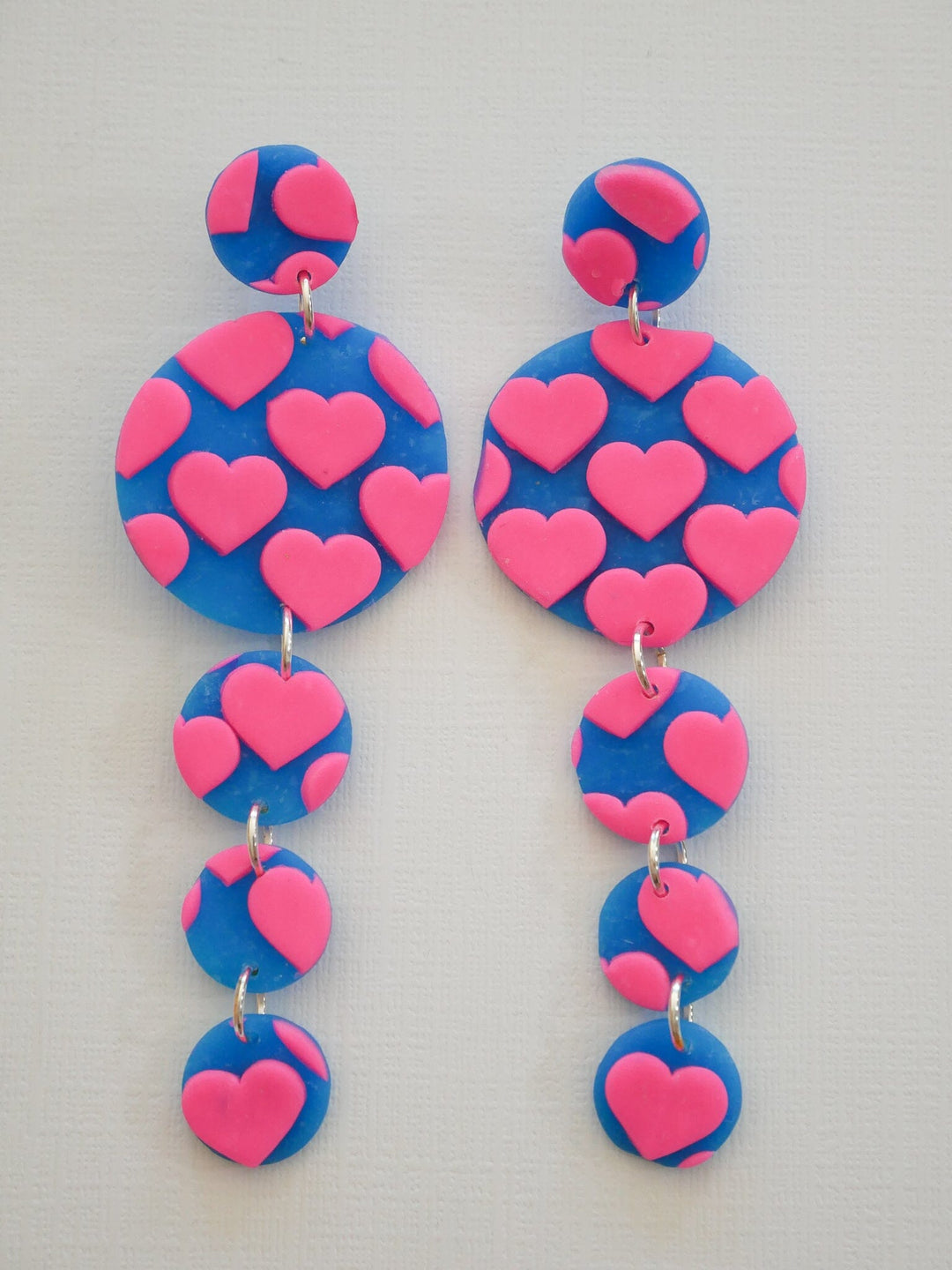 Heart Droplets Dangle Earrings Love Hand and Heart 