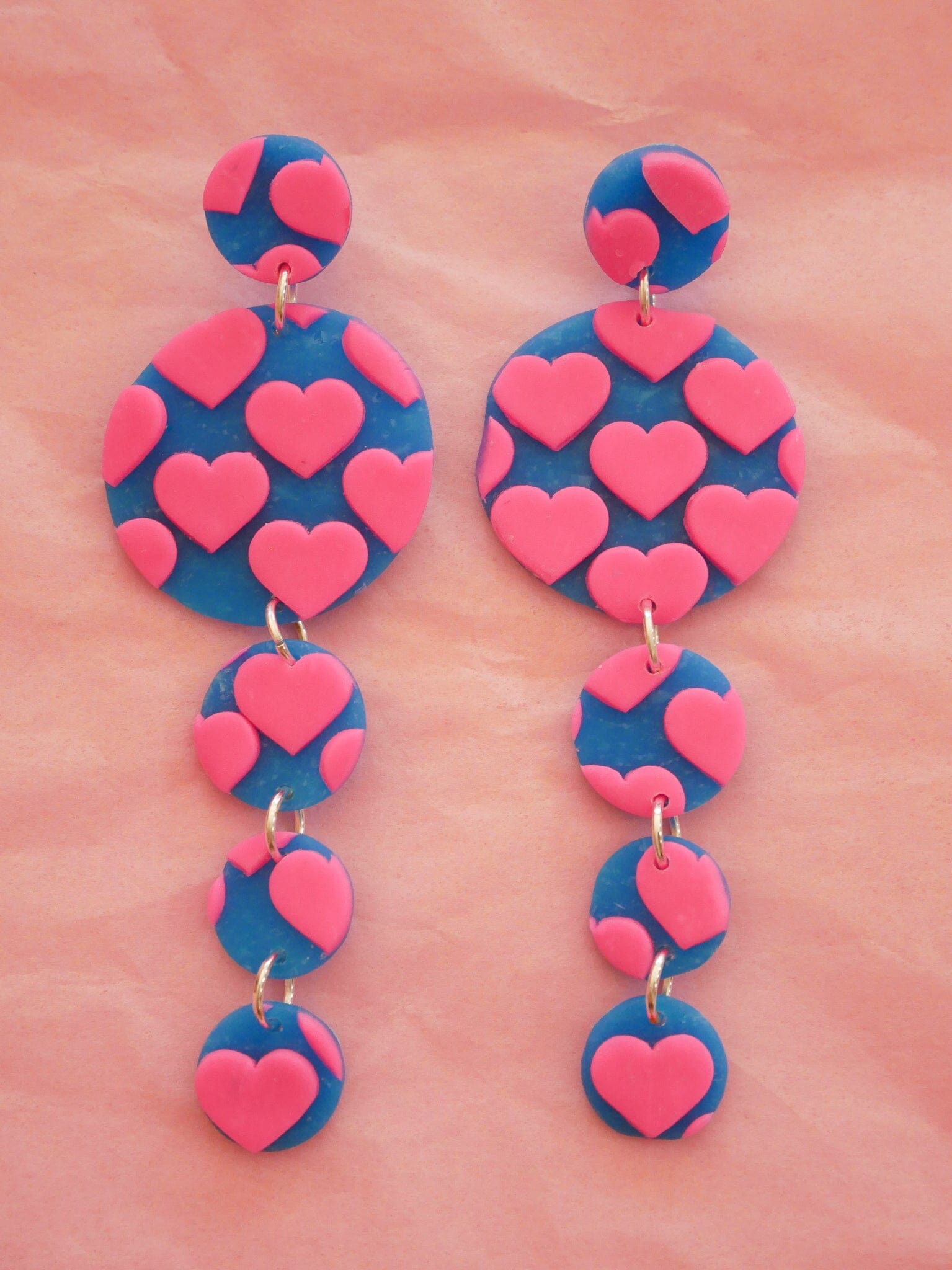 Heart Droplets Dangle Earrings Love Hand and Heart 