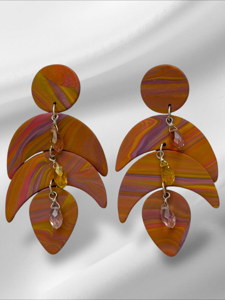 Mermaid Tails with Jewels in Pink Earrings Love Hand and Heart 