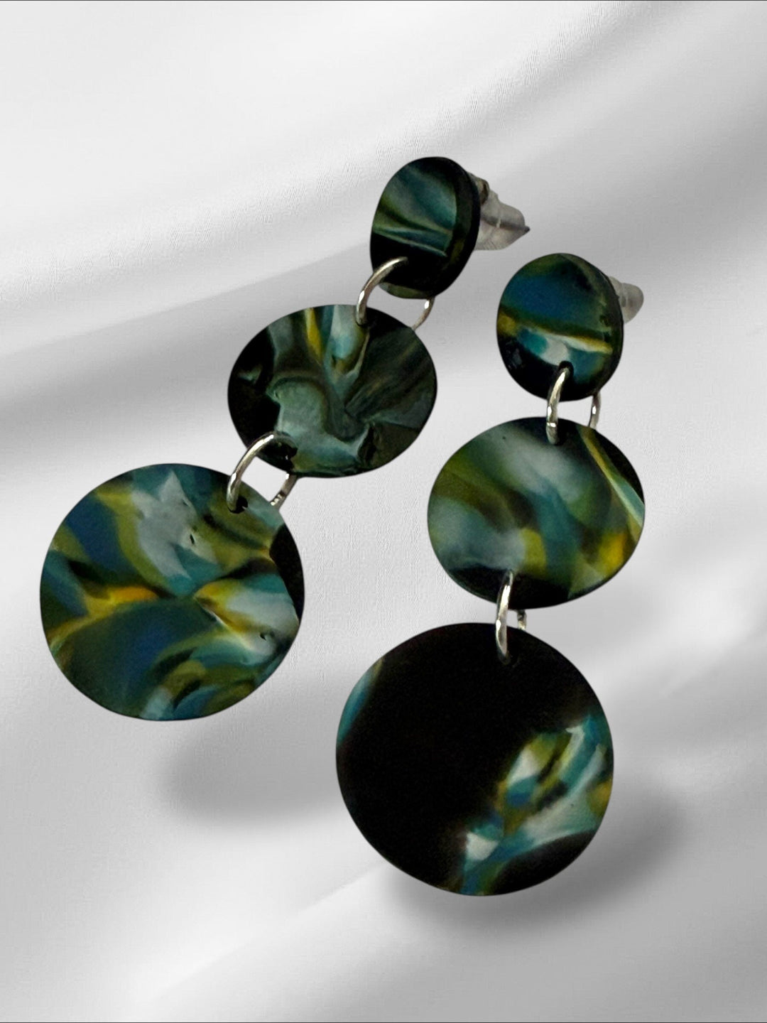 Mini Blurry Signatures in Black Earrings Love Hand and Heart 