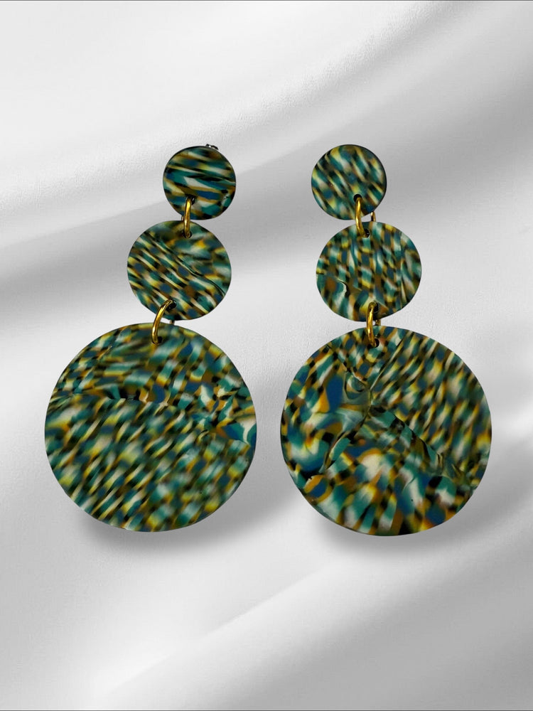 Mini Blurry Signatures in Green Earrings Love Hand and Heart 