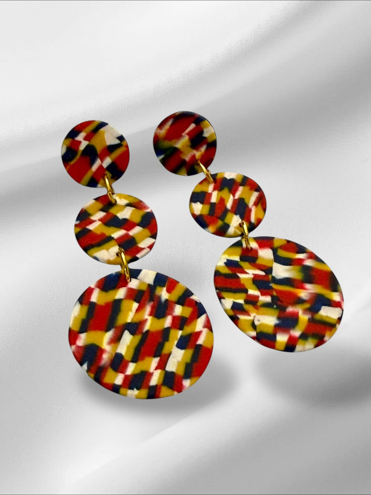 Mini Blurry Signatures in Red Earrings Love Hand and Heart 