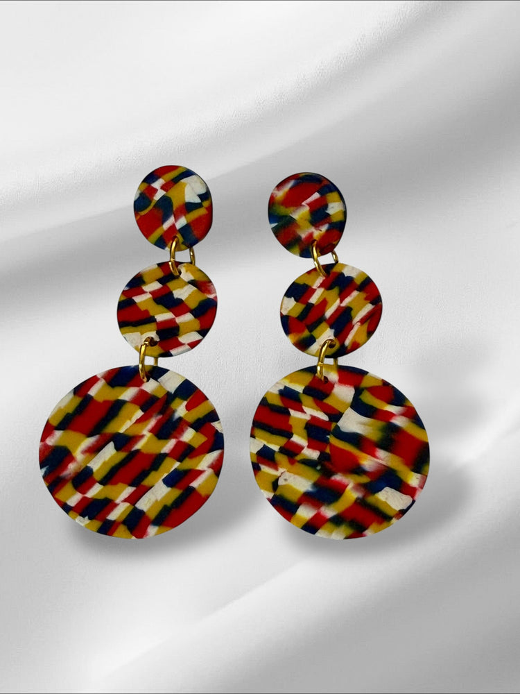 Mini Blurry Signatures in Red Earrings Love Hand and Heart 
