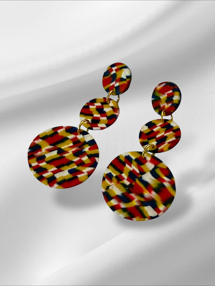 Mini Blurry Signatures in Red Earrings Love Hand and Heart 