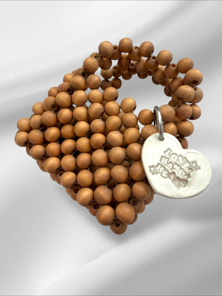 Mini Wooden Hand Bag Purses Love Hand and Heart 
