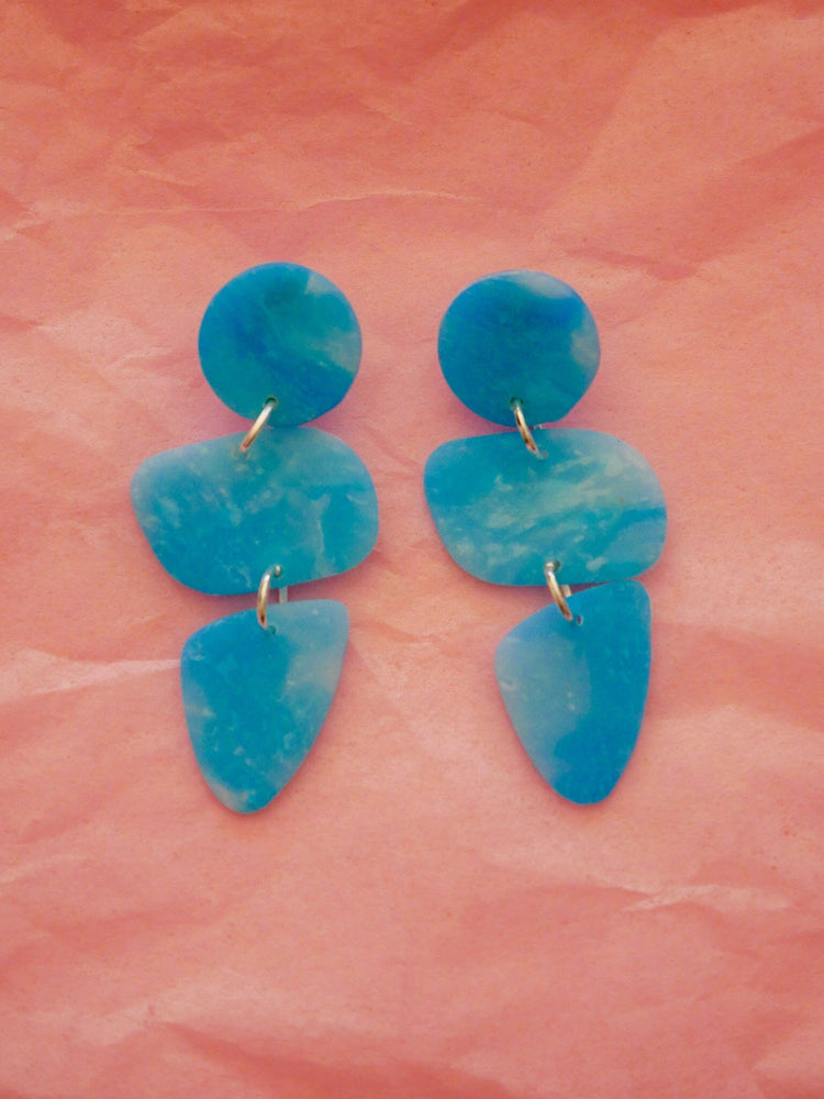 Mini Zoe Clouds Dangle Earrings Love Hand and Heart 