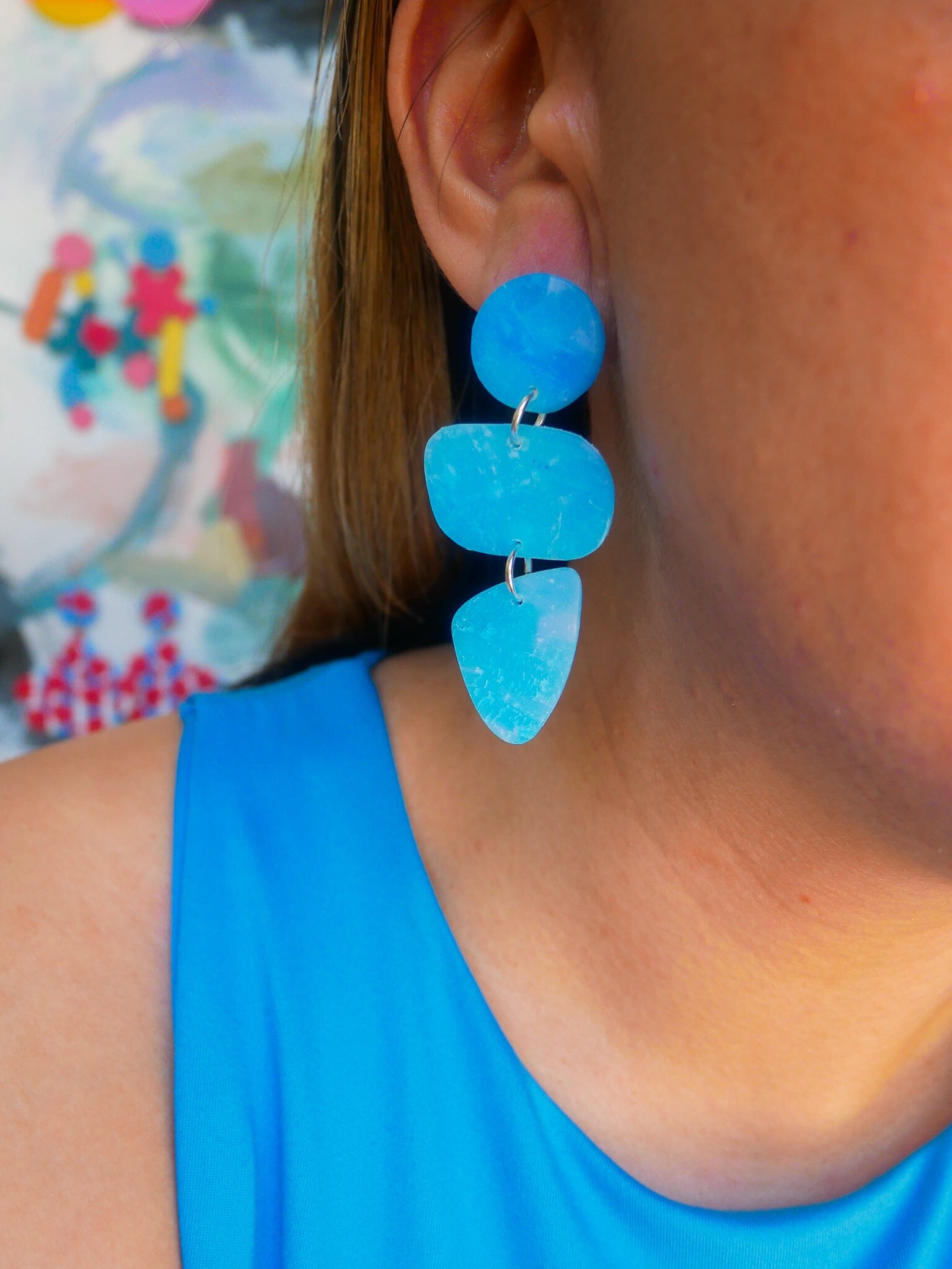 Mini Zoe Clouds Dangle Earrings Love Hand and Heart 